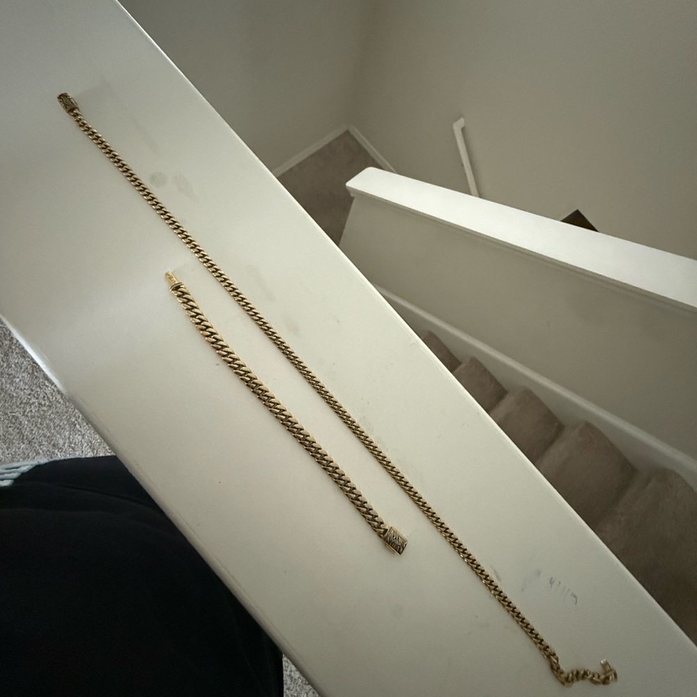 Gold Chain Necklace and Bracelet Set